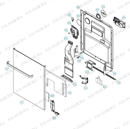 Взрыв-схема посудомоечной машины Asko D5554 SOF EU   -Stainless (200021, DW90.2) - Схема узла 05