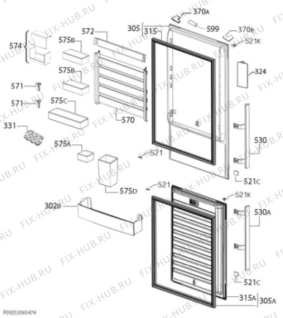 Взрыв-схема холодильника Electrolux EN3454MFX - Схема узла Door 003