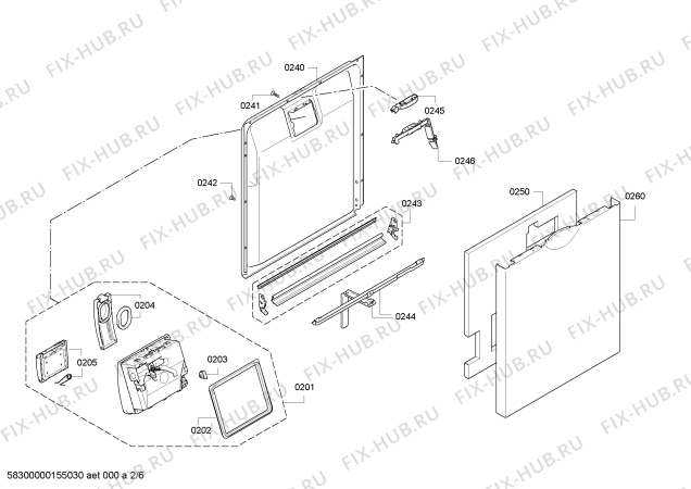 Взрыв-схема посудомоечной машины Bosch SMS65E18GB - Схема узла 02