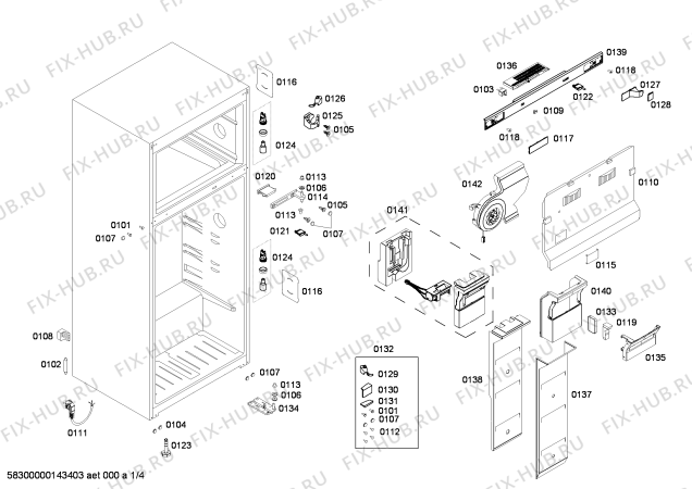 Схема №4 KDN42AL10N с изображением Уплотнитель двери для холодильной камеры Bosch 00248859