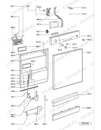 Схема №2 GSFS 4451 WS с изображением Обшивка для посудомойки Whirlpool 481245372653