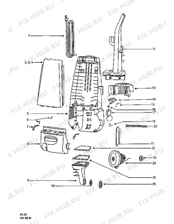 Взрыв-схема пылесоса Electrolux Z1481 - Схема узла Chassis/Electrical