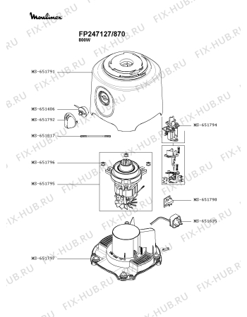 Схема №3 FP247127/870 с изображением Перекрытие для электрокомбайна Moulinex MS-651808