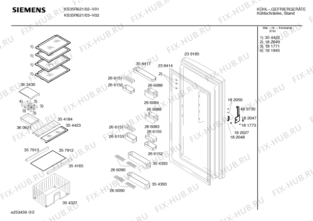 Схема №2 KS35R621 с изображением Инструкция по эксплуатации для холодильной камеры Siemens 00584310