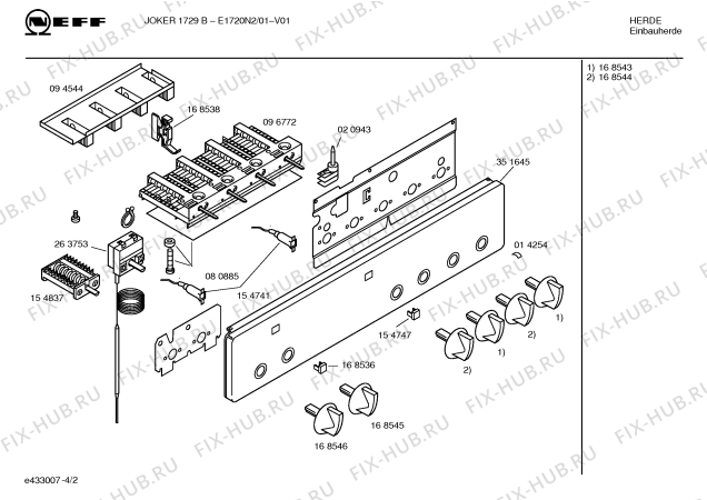 Схема №4 E1720N2 JOKER 1729 B с изображением Панель управления для электропечи Bosch 00351645