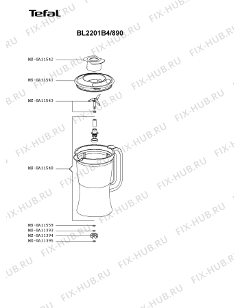 Взрыв-схема блендера (миксера) Tefal BL2201B4/890 - Схема узла AP004252.6P2