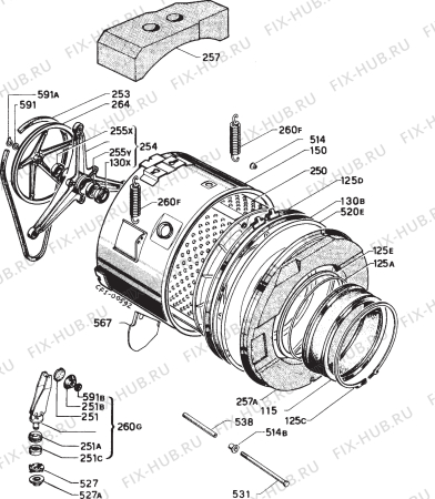 Взрыв-схема стиральной машины Privileg 015037 5 - Схема узла Functional parts 267