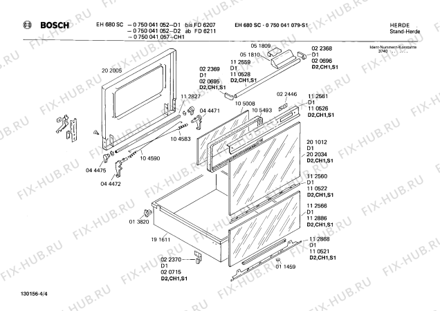 Схема №4 0750292020 EH680UC с изображением Переключатель для плиты (духовки) Bosch 00025148