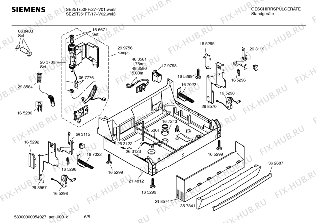 Взрыв-схема посудомоечной машины Siemens SE25T251FF - Схема узла 05