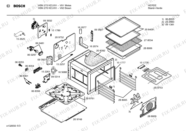 Взрыв-схема плиты (духовки) Bosch HSN272KEU - Схема узла 03