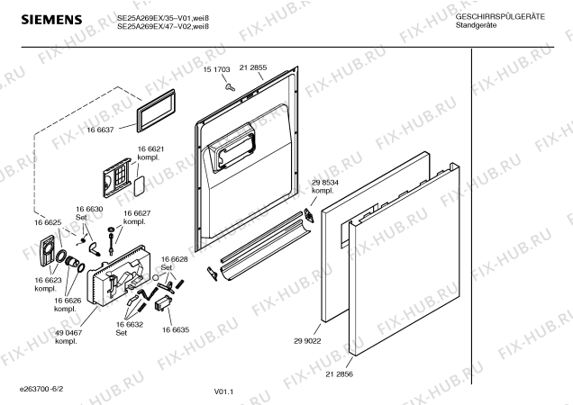 Взрыв-схема посудомоечной машины Siemens SE25A269EX - Схема узла 02