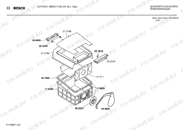 Схема №3 BBS3171NL ALPHA 31 с изображением Кнопка для мини-пылесоса Bosch 00059434