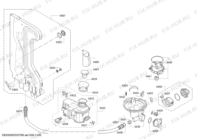 Взрыв-схема посудомоечной машины Siemens SN634X00KR - Схема узла 04