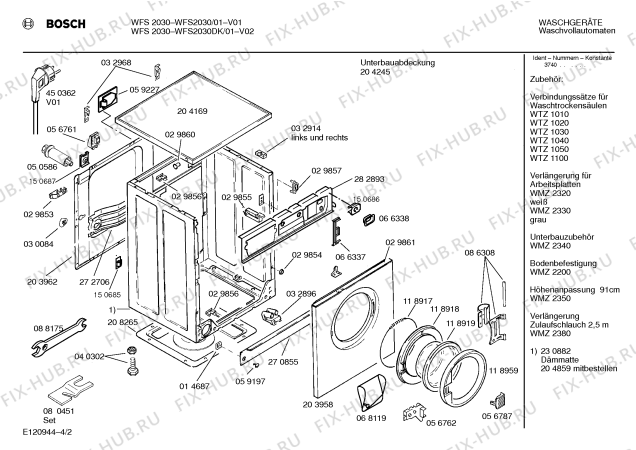 Взрыв-схема стиральной машины Bosch WFS2030DK WFS2030 - Схема узла 02