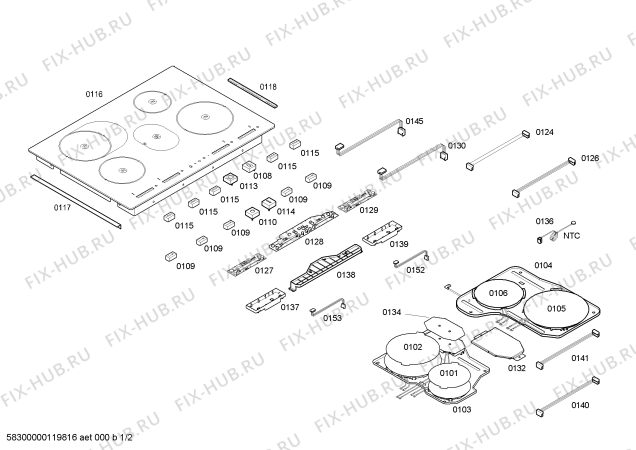 Схема №2 EH95S001 induc.siemens.90.5i.tc_multislider.plano с изображением Блок подключения для электропечи Siemens 00605934