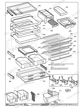 Взрыв-схема холодильника Beko BEKO NDP 9560 HCA (6052487182) - CABINET ACCESSORIES B-955