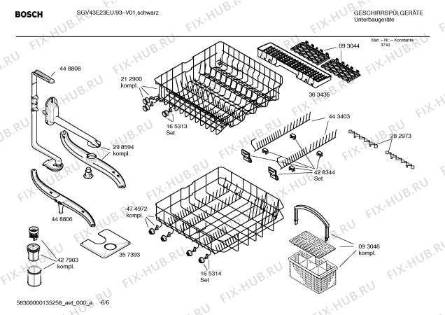Схема №6 SGV43E23EU с изображением Краткая инструкция для посудомойки Bosch 00691973