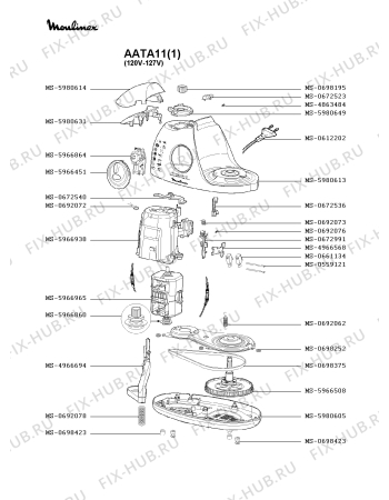 Взрыв-схема кухонного комбайна Moulinex AATA11(1) - Схема узла RP000359.1P3