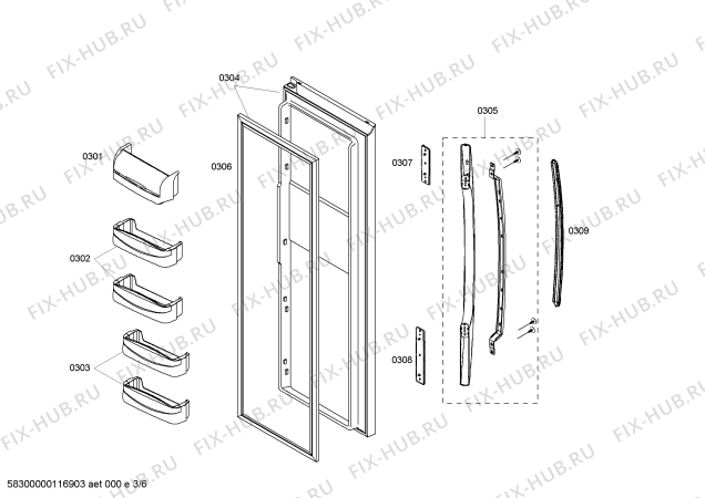 Схема №6 3FA7786A с изображением Поднос для холодильной камеры Bosch 00449390