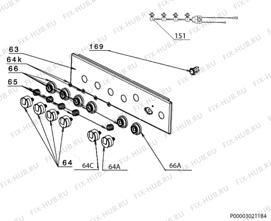 Взрыв-схема плиты (духовки) Electrolux EKG511109W - Схема узла Command panel 037