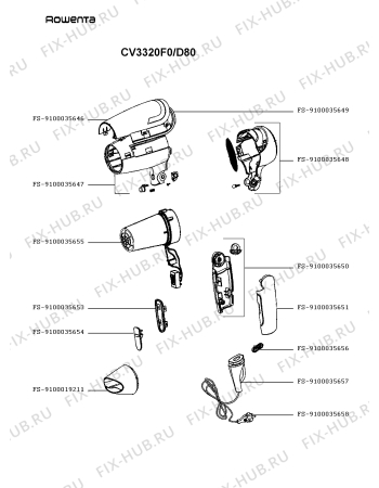 Схема №1 CV3320F0/D80 с изображением Насадка для электрофена Rowenta FS-9100019211