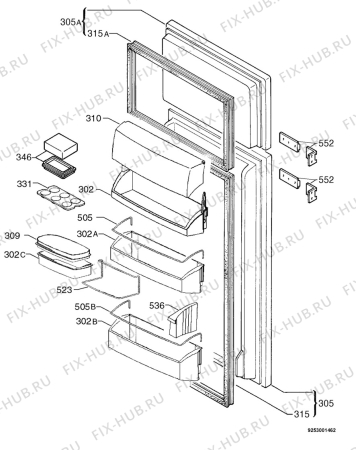 Взрыв-схема холодильника Aeg SD814-40I - Схема узла Door 003