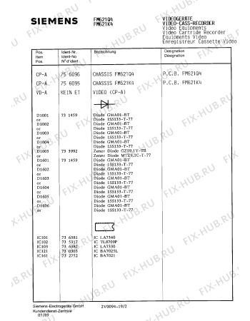 Схема №19 FM621K4 с изображением Сервисная инструкция для видеоаппаратуры Siemens 00535319