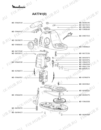 Взрыв-схема кухонного комбайна Moulinex AAT741(0) - Схема узла 5P000220.1P3