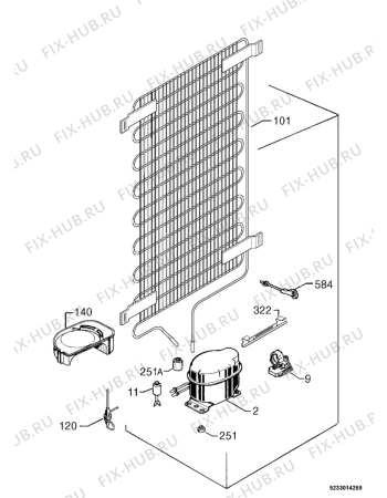 Взрыв-схема холодильника Juno Electrolux JRG94120 - Схема узла Cooling system 017