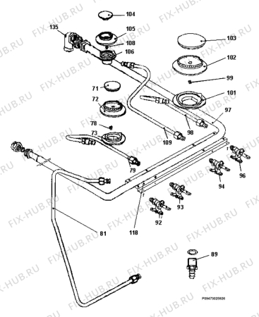 Взрыв-схема плиты (духовки) Zanussi ZC5031C - Схема узла Section 6