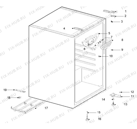 Взрыв-схема холодильника Zanussi ZFT50/2R - Схема узла Cabinet + armatures