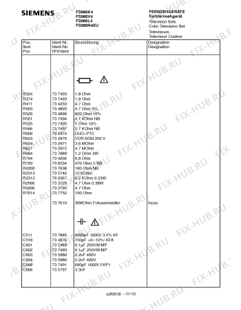Схема №11 FS968V4 с изображением Инструкция по эксплуатации для телевизора Siemens 00530795