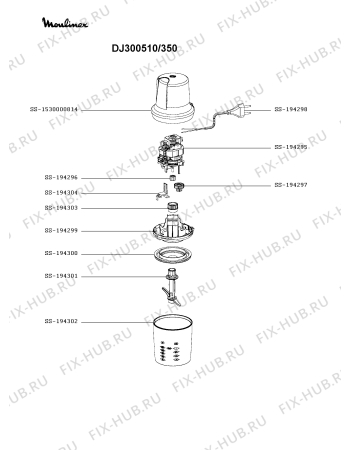 Схема №1 DJ300510/350 с изображением Элемент корпуса для блендера (миксера) Moulinex SS-1530000814