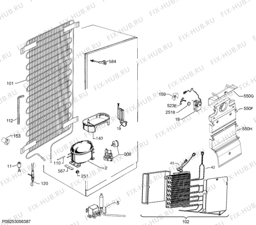 Взрыв-схема холодильника Rex Electrolux ZBB27650SA - Схема узла Cooling system 017