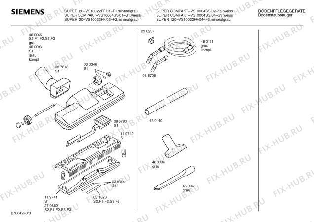 Схема №3 VS10002 SUPER 100 с изображением Корпусная деталь Siemens 00272054