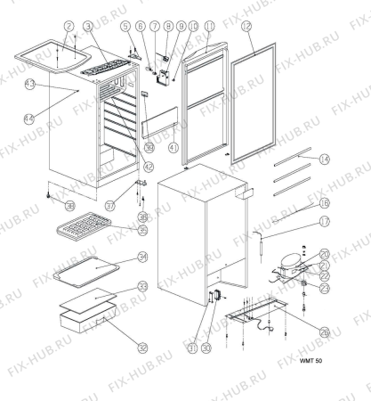 Схема №1 WMT 50 IK с изображением Подставка для холодильной камеры Whirlpool 482000008950