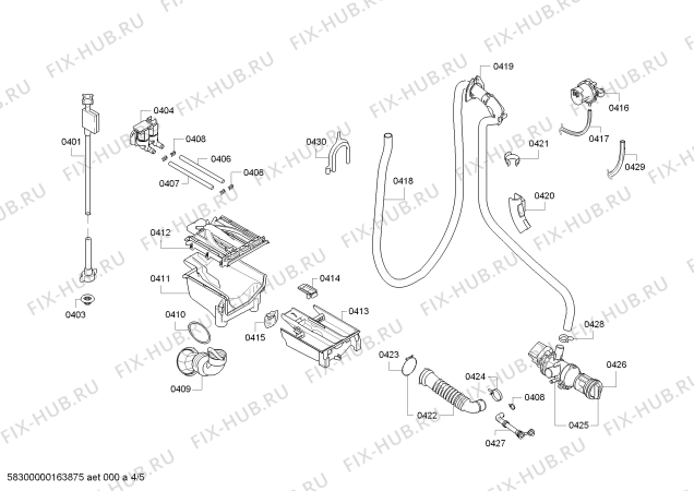 Взрыв-схема стиральной машины Bosch WAQ24410GR Avantixx 8 VarioPerfect - Схема узла 04