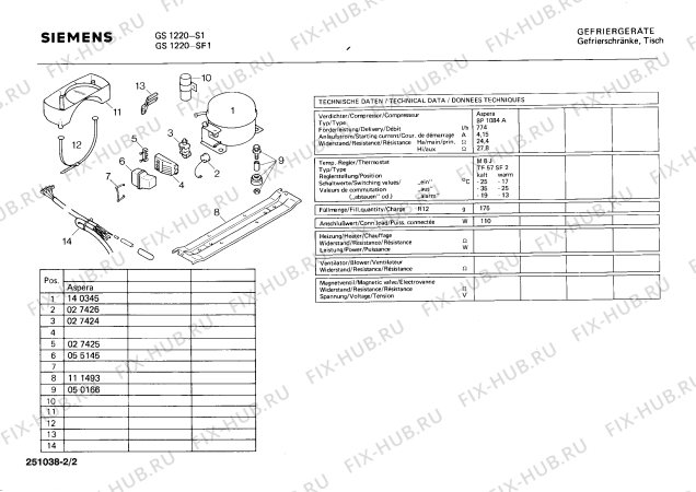 Взрыв-схема холодильника Siemens GS1220 - Схема узла 02