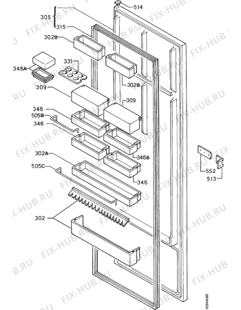 Взрыв-схема холодильника Zanussi ZR304CTN - Схема узла Door 003