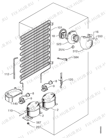 Взрыв-схема холодильника Zanussi ZIC722/9 - Схема узла Cooling system 017