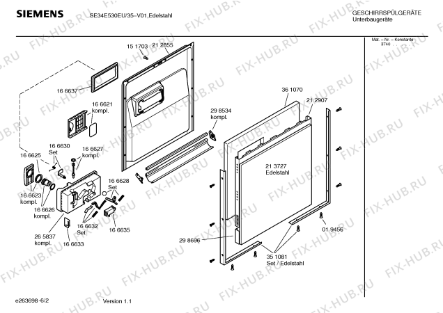 Взрыв-схема посудомоечной машины Siemens SE34E530EU - Схема узла 02