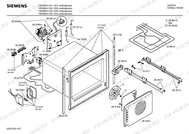 Схема №6 HE68021 с изображением Инструкция по эксплуатации для плиты (духовки) Siemens 00518360
