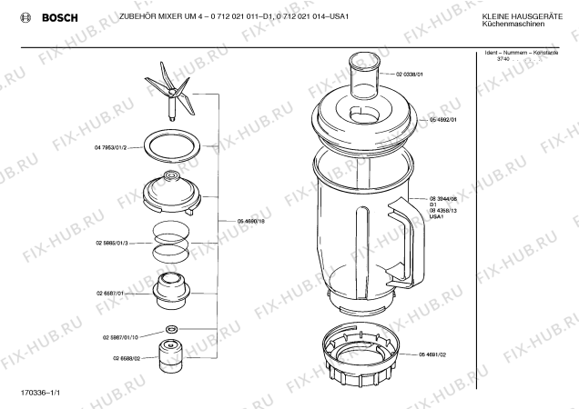 Схема №1 0712021014 MX/UM4 с изображением Крышка для кухонного измельчителя Bosch 00054692