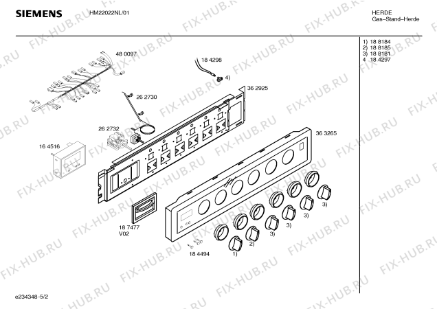 Взрыв-схема плиты (духовки) Siemens HM22022NL, Siemens - Схема узла 02