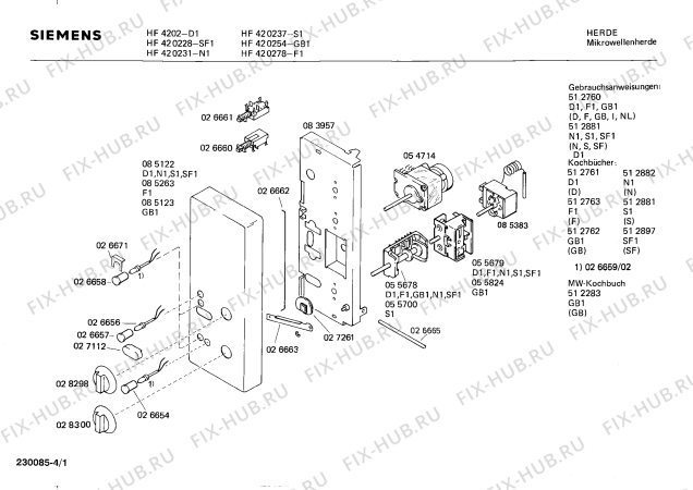 Схема №4 HF420278 с изображением Панель для микроволновой печи Siemens 00085263