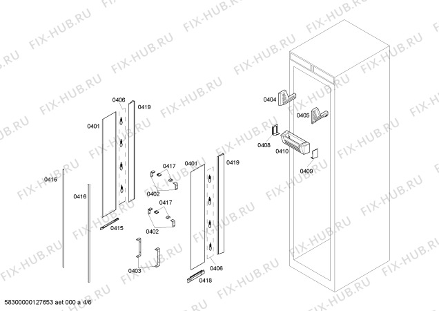 Схема №6 K7076X0 с изображением Панель для холодильника Bosch 00667573
