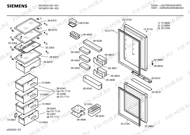 Схема №2 KK32U00 с изображением Дверь для холодильника Siemens 00232803