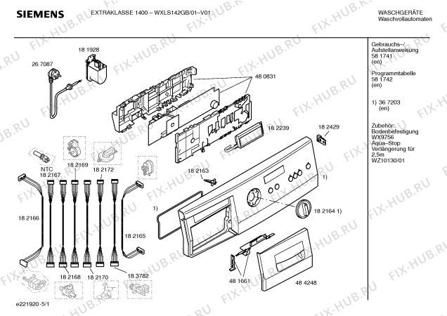 Схема №5 WXLS142GB SIEMENS Extraklasse 1400 с изображением Ручка для стиралки Siemens 00484248