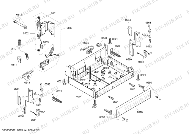 Взрыв-схема посудомоечной машины Bosch SGU58M05EU - Схема узла 05