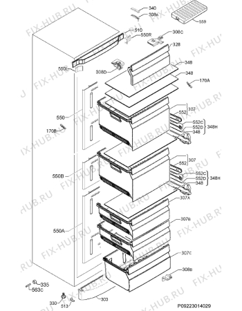 Взрыв-схема холодильника Aeg A82700GNX0 - Схема узла Housing 001